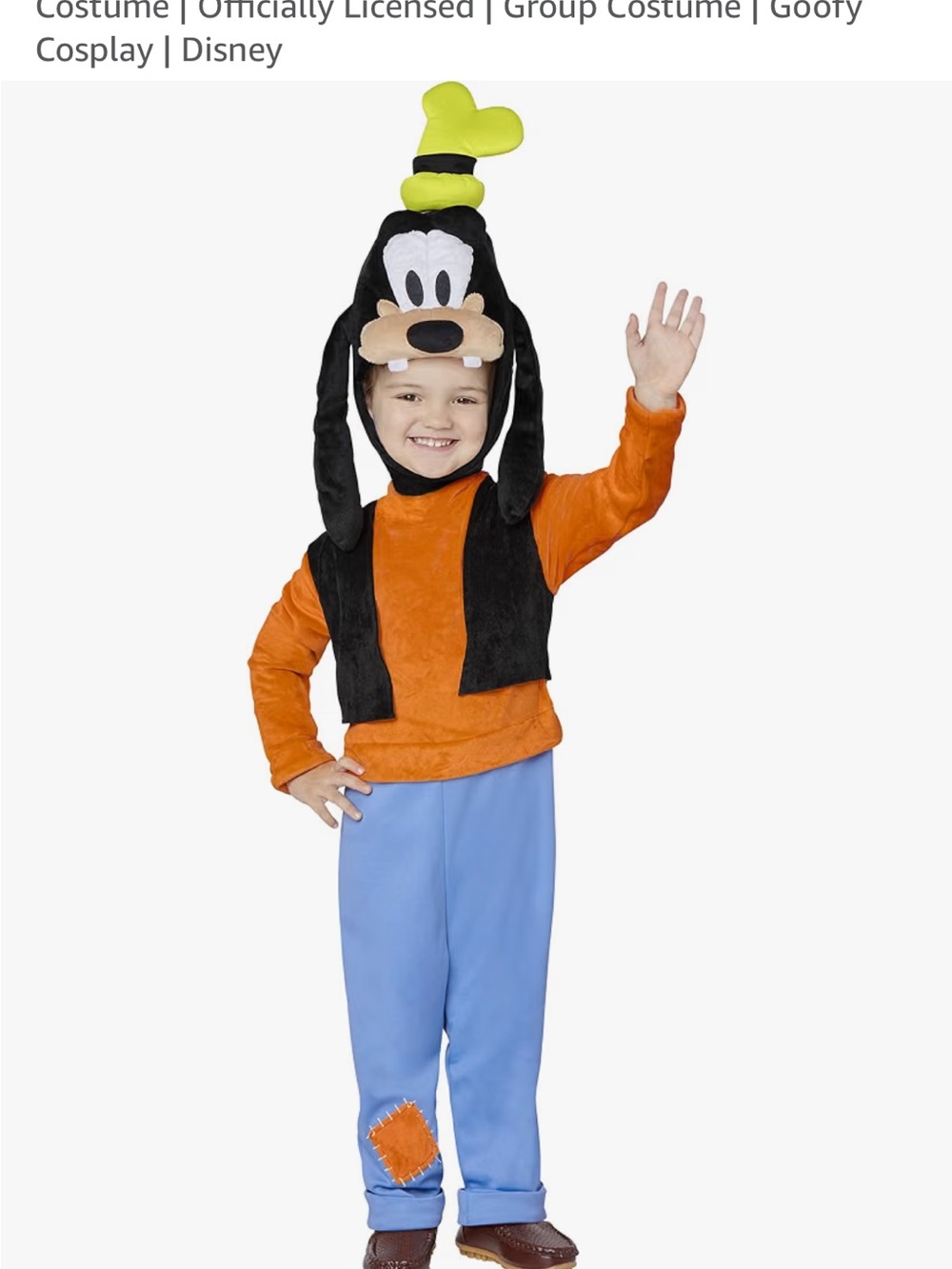 Disney Goofy Kids Orange Top & Blue Pants Costume with Goofy Hat